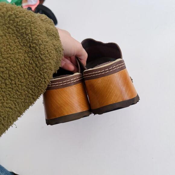 Vintage Candies Brown Leather Platform Clogs - Picture 6 of 7